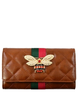 Bee Stripe Quilted Wallet DL018QB BROWN